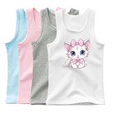 2024 Summer Girls Cute Cat Print  Vest Princess Girl Fashion Tank Top Kids Sleeveless T-shirt 3-14y